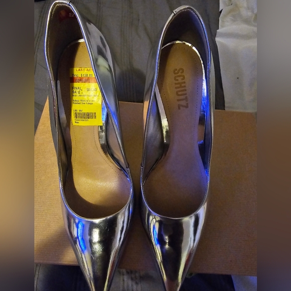 SCHUTZ Shoes - SCHUTZ Metallic Silver Heels